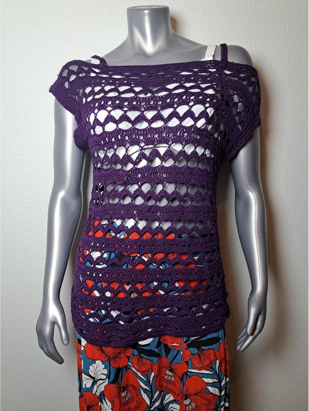 Coldwater Creek Purple Open Knit Sweater Size M